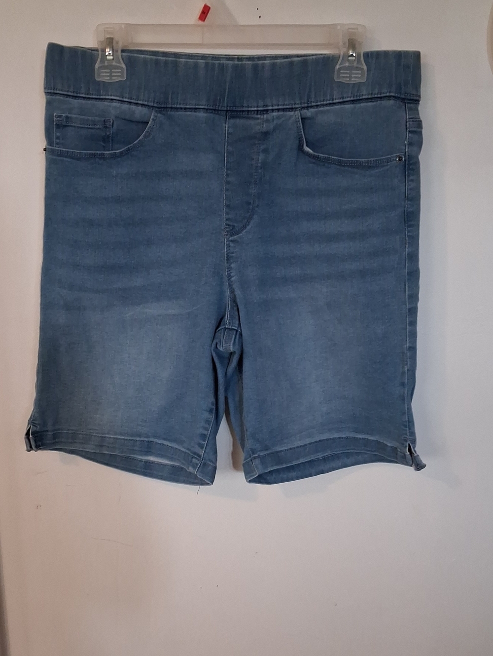 DKNY Medium Blue Stretch Denim Bermuda Shorts